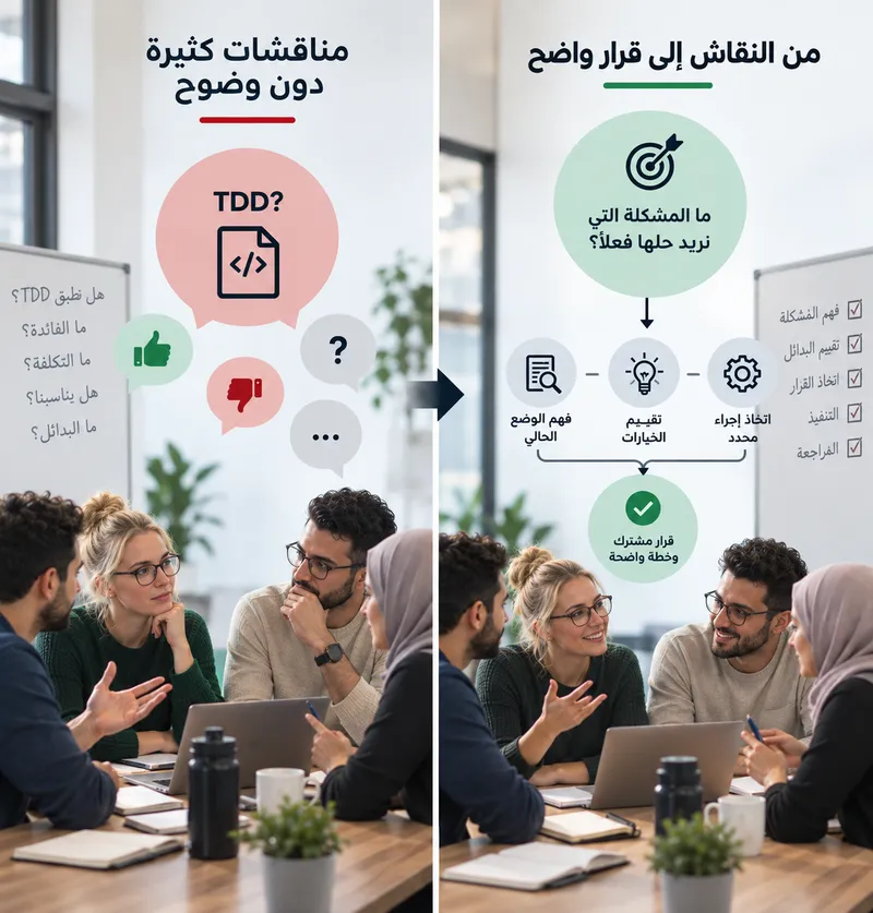 من مناقشة الحل إلى معالجة المشكلة الحقيقية: تسمية المشكلة أولاً تقود إلى إجراء متفق عليه