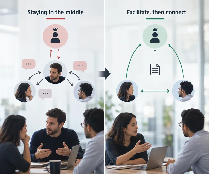 From staying in the middle to facilitate then connect: a shared note lets the decision-maker and the affected person speak directly